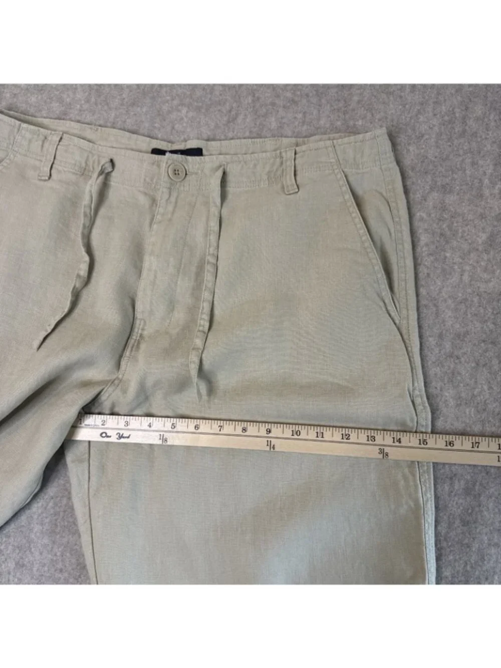 Sean John 100% Linen Drawstring Pants Men's 40x33 Khaki Straight Leg